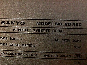 Sanyo RD R60 Stereo Cassette Recording Deck.JPG (31788 bytes)